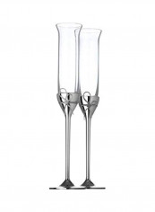 Pack Of 2 Toasting Glass Flute Clear/Silver