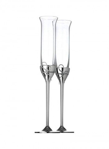 Pack Of 2 Toasting Glass Flute Clear/Silver