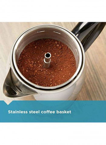 Stainless Steel Percolator Silver/Black 7.3x7.3x13.5inch