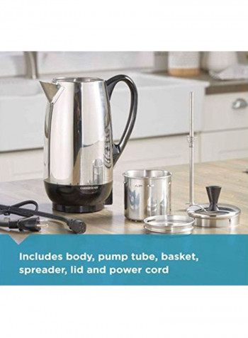 Stainless Steel Percolator Silver/Black 7.3x7.3x13.5inch