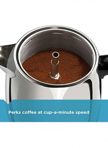 Stainless Steel Percolator Silver/Black 7.3x7.3x13.5inch
