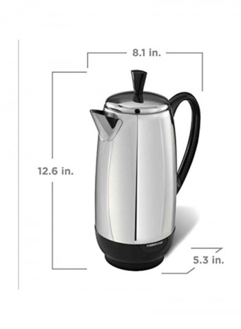 Stainless Steel Percolator Silver/Black 7.3x7.3x13.5inch
