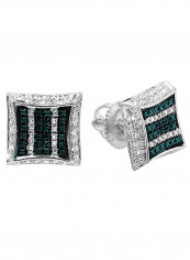 Diamond Micro Pave Kite Shape Sterling Silver Earrings