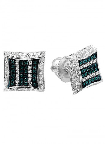 Diamond Micro Pave Kite Shape Sterling Silver Earrings