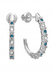 925 Sterling Silver 0.25 Carat Diamond Studded Hoop Earrings