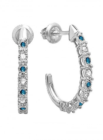 925 Sterling Silver 0.25 Carat Diamond Studded Hoop Earrings
