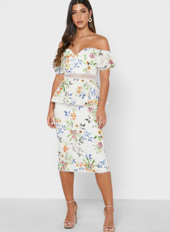 Floral Printed Mini  Dress Multicolour