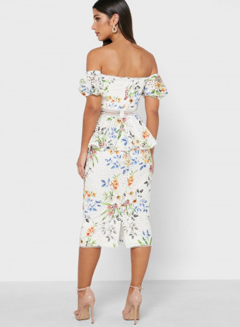 Floral Printed Mini  Dress Multicolour
