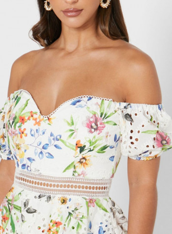 Floral Printed Mini  Dress Multicolour