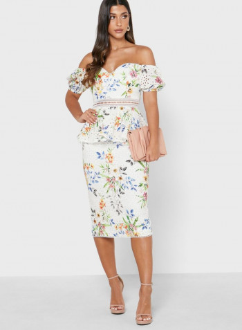 Floral Printed Mini  Dress Multicolour