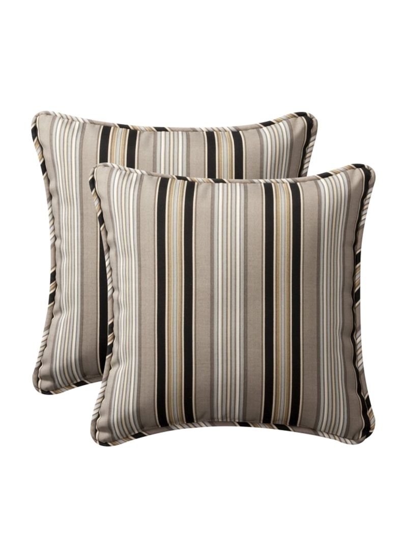 2-Piece Decorative Striped Toss Pillows Polyester Multicolour 18.5x18.5x5inch