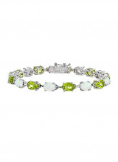 925 Sterling Silver Peridot And Opal Studded Bracelet