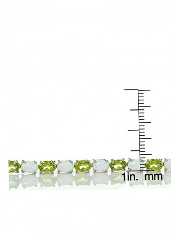 925 Sterling Silver Peridot And Opal Studded Bracelet