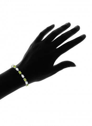 925 Sterling Silver Peridot And Opal Studded Bracelet