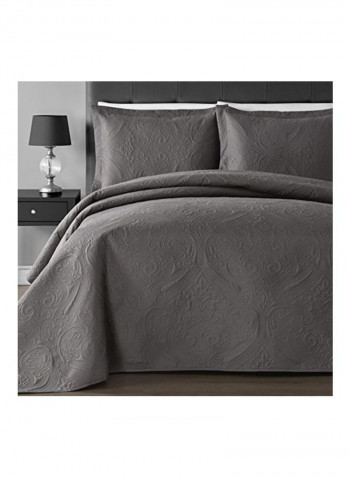 3-Piece Floral Coverlet Set Grey King
