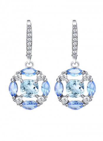 925 Sterling Silver Dangle Earrings With Topaz And Tanzanite