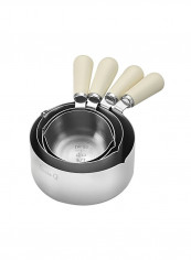 4-Piece Retro Style Measuring Cup Set Silver/White