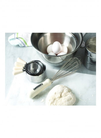 4-Piece Retro Style Measuring Cup Set Silver/White