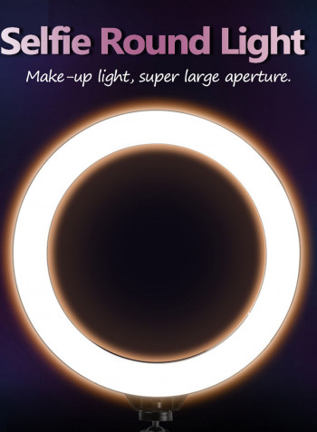 USB LED Selfie Round Light Photography Video Makeup Dimming Fill Lamp 10.2inch Black