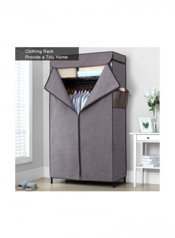 3-Tier Nylon Wardrobe Grey 175x45x90centimeter