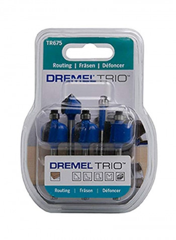 5-Piece Trio Router Bit Set Silver 4.8millimeter