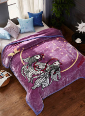 Soft Cartoon Pattern Warm Bed Blanket Cotton Multicolour 200x230centimeter