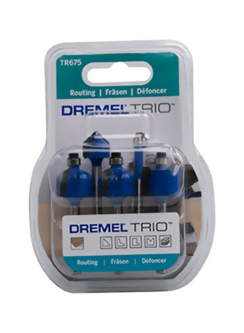 5-Piece TR675 Trio Router Bit Set Blue/Silver