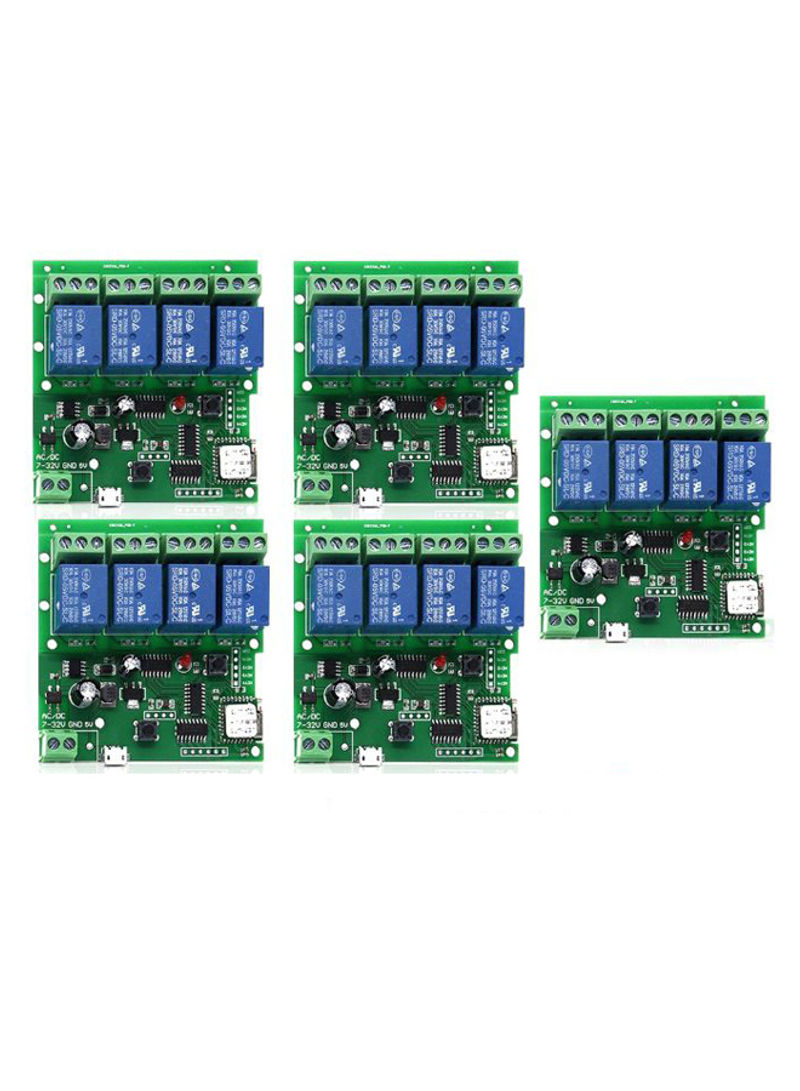 5-Piece Wireless Remote Control Smart Switch Module Set Green/Blue