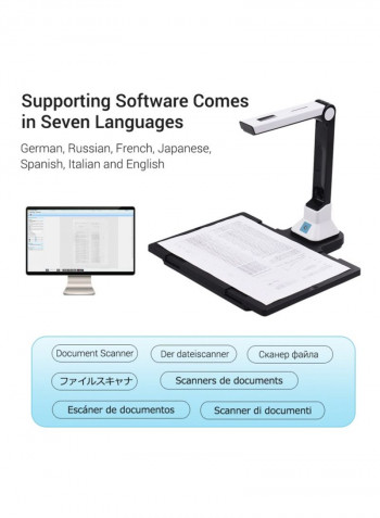 Portable High Definition Document Scanner 35x12x26cm Black/White