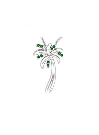 925 Sterling Silver Tsavorite Studded Pendant Necklace
