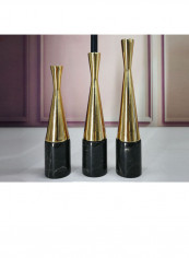 Marble Metal Candlestick Ornaments Gold/Black 314x627millimeter