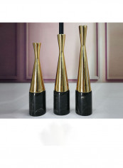 Marble Metal Candlestick Ornaments Gold/Black 314x627millimeter