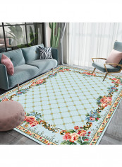 European Style Floral Rectangular Carpet Blue 120(W)x160(L)centimeter