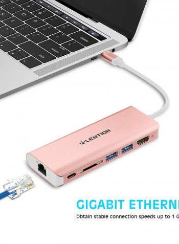 Type-C USB Hub For Laptops Pink