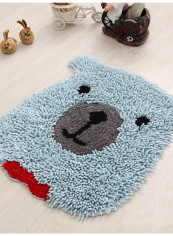 1-Piece Cartoon Shape Fluffy Rug Blue/Black 50x60centimeter