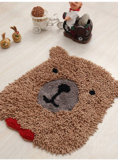 1-Piece Cartoon Shape Fluffy Rug Brown/Black 50x60centimeter