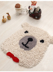 1-Piece Cartoon Shape Fluffy Rug White/Black 50x60centimeter