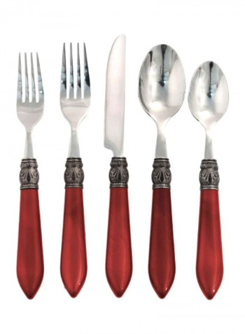 20-Piece Cutlery Set Red/Silver