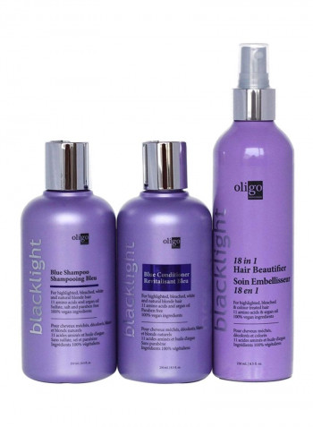 3-Piece Blacklight Blue Shampoo Conditioner And Hair Beautifier Set 8.5ounce