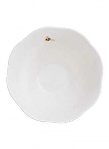 4-Piece Butterfly Printed Meadow Rice Bowls White/Green 16ounce