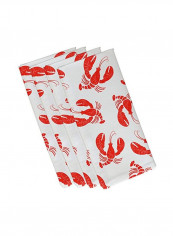 4-Piece Lobster Printed Napkin Set White/Orange 19x19inch