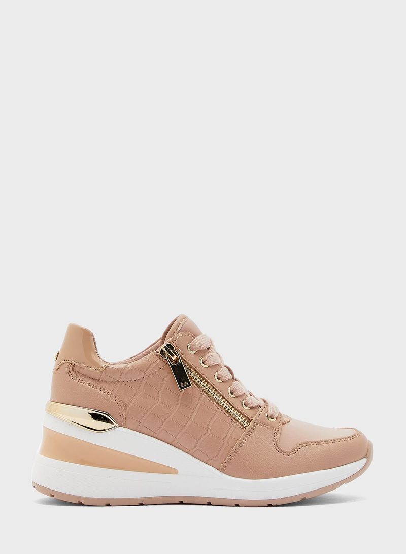 Lace Up Stylish High Top Sneaker Beige