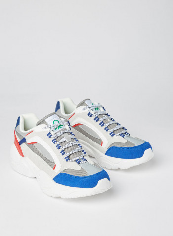 Colourblock Chunky Sneakers White/Ciment