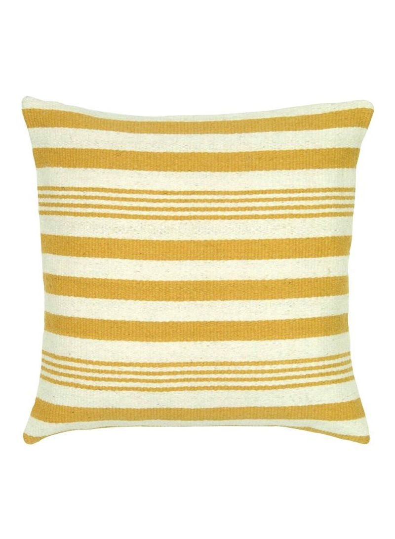 Wool Woven Decorative Cushion Orange/White 61x61centimeter