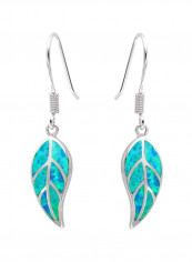 925 Sterling Silver Rhodium Plated Opal Studed Leaf Shape Dangle Earrings reviews 925 Sterling Silver Rhodium Plated Opal Studed Leaf Shape Dangle Earrings