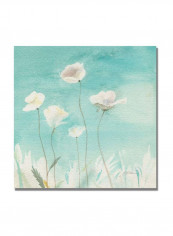 White Poppies Canvas Wall Art Blue/White 24 x 24inch