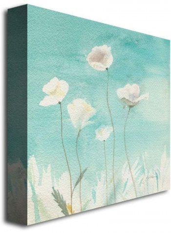 White Poppies Canvas Wall Art Blue/White 24 x 24inch