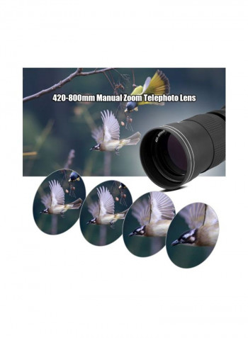 420-800mm F/8.3-16 HD Super Telephoto Manual Zoom Lens Black