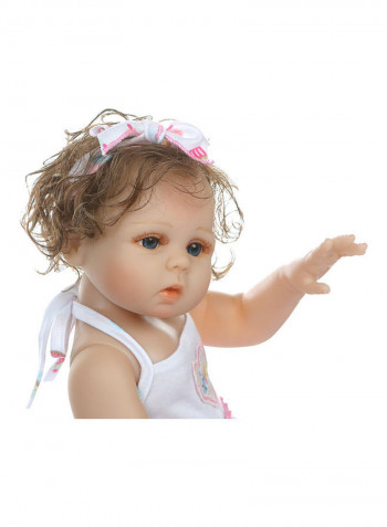 Reborn Baby Doll with White Sundress Heart Outfit and Giraffe Toy 43.3x15x24.5cm