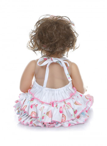 Reborn Baby Doll with White Sundress Heart Outfit and Giraffe Toy 43.3x15x24.5cm